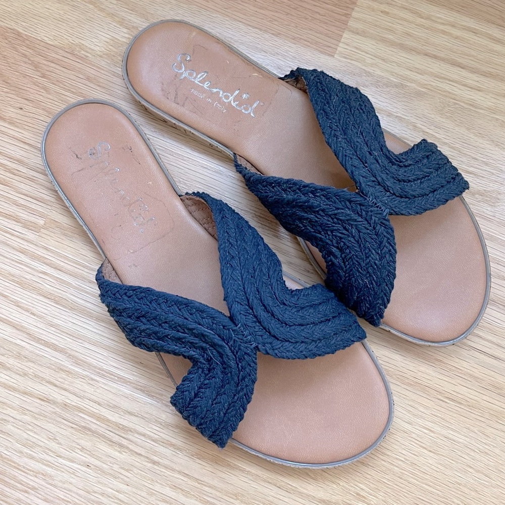 Splendid Women's Sydney Boho Navy Blue Woven Slide Sandal Size 8.5